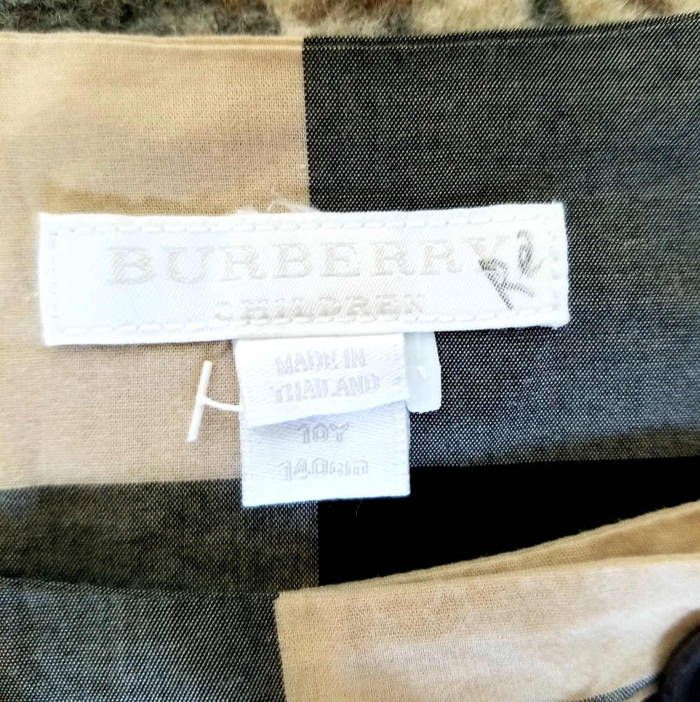 Burberry Girls Black, White & Pink Plaid Cotton Dress - Picture 3 of 3